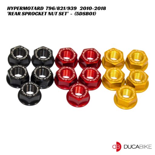 DucaBike Billet Rear Sprocket Nuts 5pc Kit 5DSB01 - Ducati Hypermotard 796 / 821 / 939 2010-2018