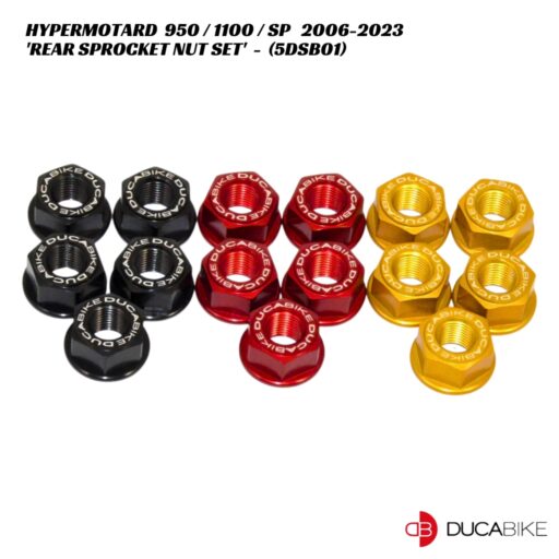 DucaBike Billet Rear Sprocket Nuts 5pc Kit 5DSB01 - Ducati Hypermotard 950 / 1100 / S / SP 2006-2023