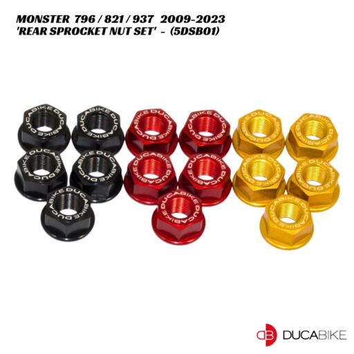 DucaBike Billet Rear Sprocket Nuts 5pc Kit 5DSB01 - Ducati Monster 796 / 821 / 937 2009-2023