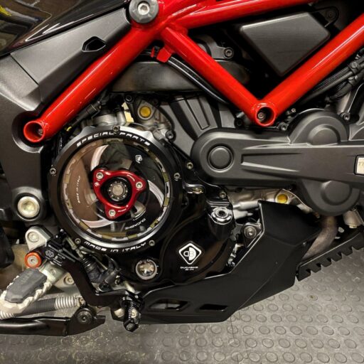 DucaBike Billet Clear Clutch Cover CCV401AD - RED/BLK - Ducati Multistrada V4 / V4S 2021-2023
