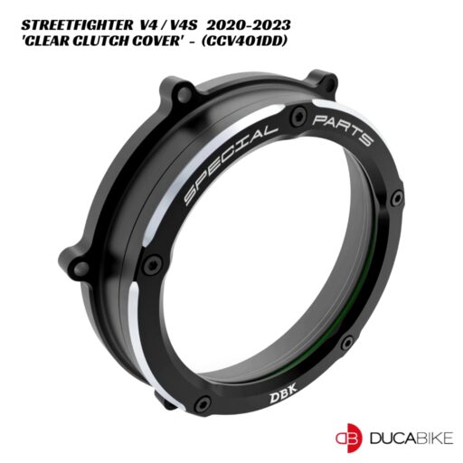 DucaBike Billet Clear Clutch Cover CCV401DD - BLK/BLK - Ducati Streetfighter V4 / V4S 2020-2023