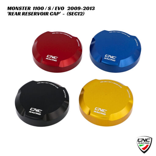 CNC Aluminium Rear Brake Reservoir Cover - SEC12 - Ducati Monster 1100 / S / EVO 2009-2013