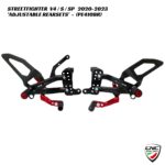 CNC Billet Adjustable Rearsets - BLACK/RED - PE410BR - Ducati Streetfighter V4 / V4S / V4SP 2020-2023