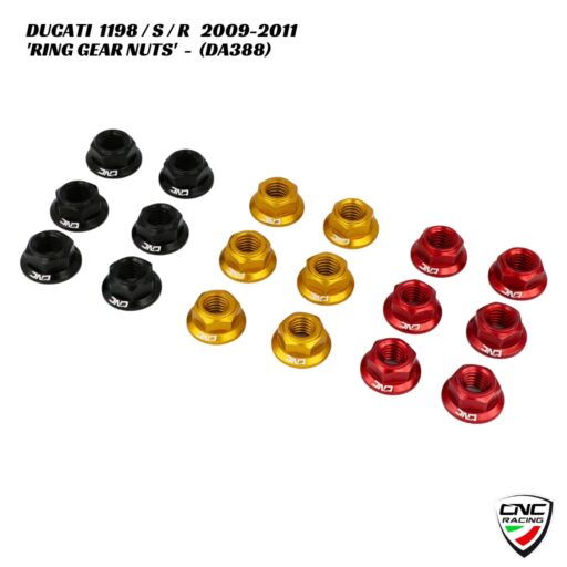 CNC Ring Gear Nuts - 6pc - DA388 - Ducati 1198 / S / R 2009-2011