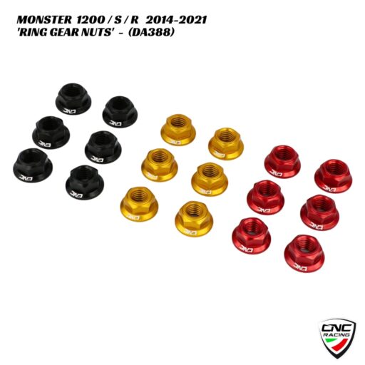CNC Ring Gear Nuts - 6pc - DA388 - Ducati Monster 1200 / S / R 2014-2021