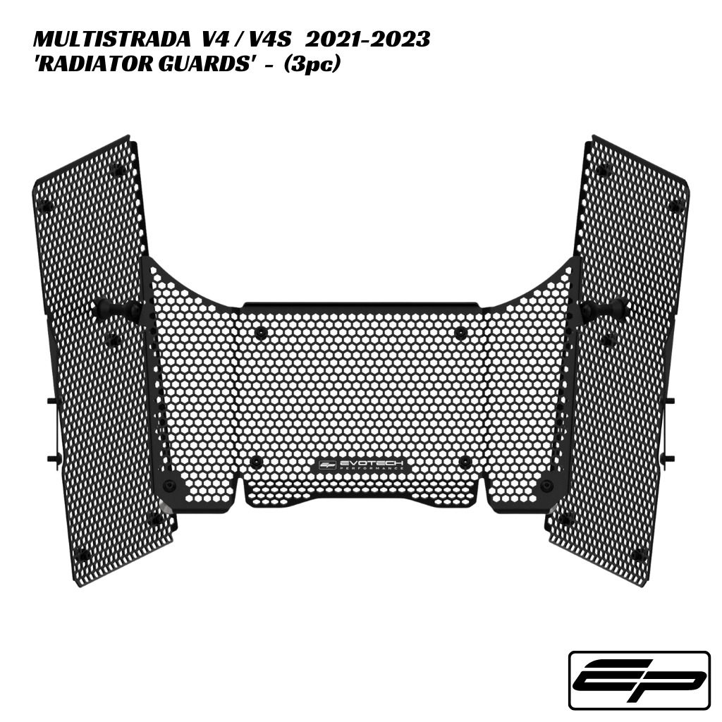 Evotech Aluminium Radiator & Oil Cooler Guards - 3pc - Ducati Multistrada V4 / V4S 2021-2023