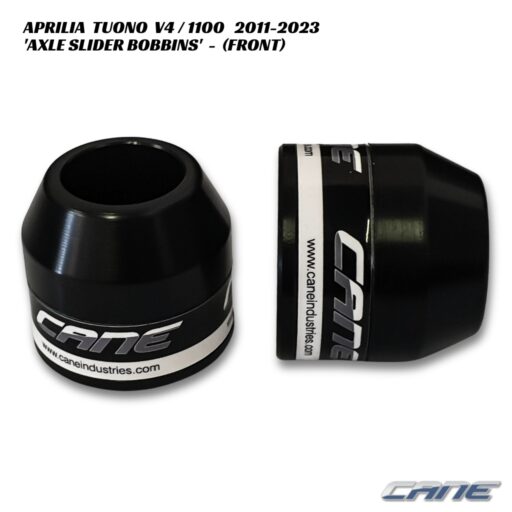 Cane Axle Slider Bobbins - FRONT - Aprilia Tuono V4 / 1100 2011-2023