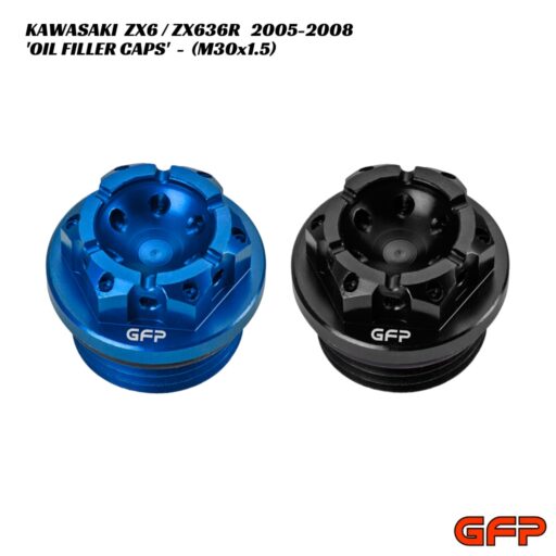 GFP Billet Pre-Drilled Oil Filler Caps - Kawasaki ZX6 / ZX636R 2005-2008