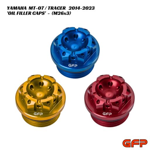 GFP Billet Pre-Drilled Oil Filler Caps - Yamaha MT-07 / Tracer 2014-2023