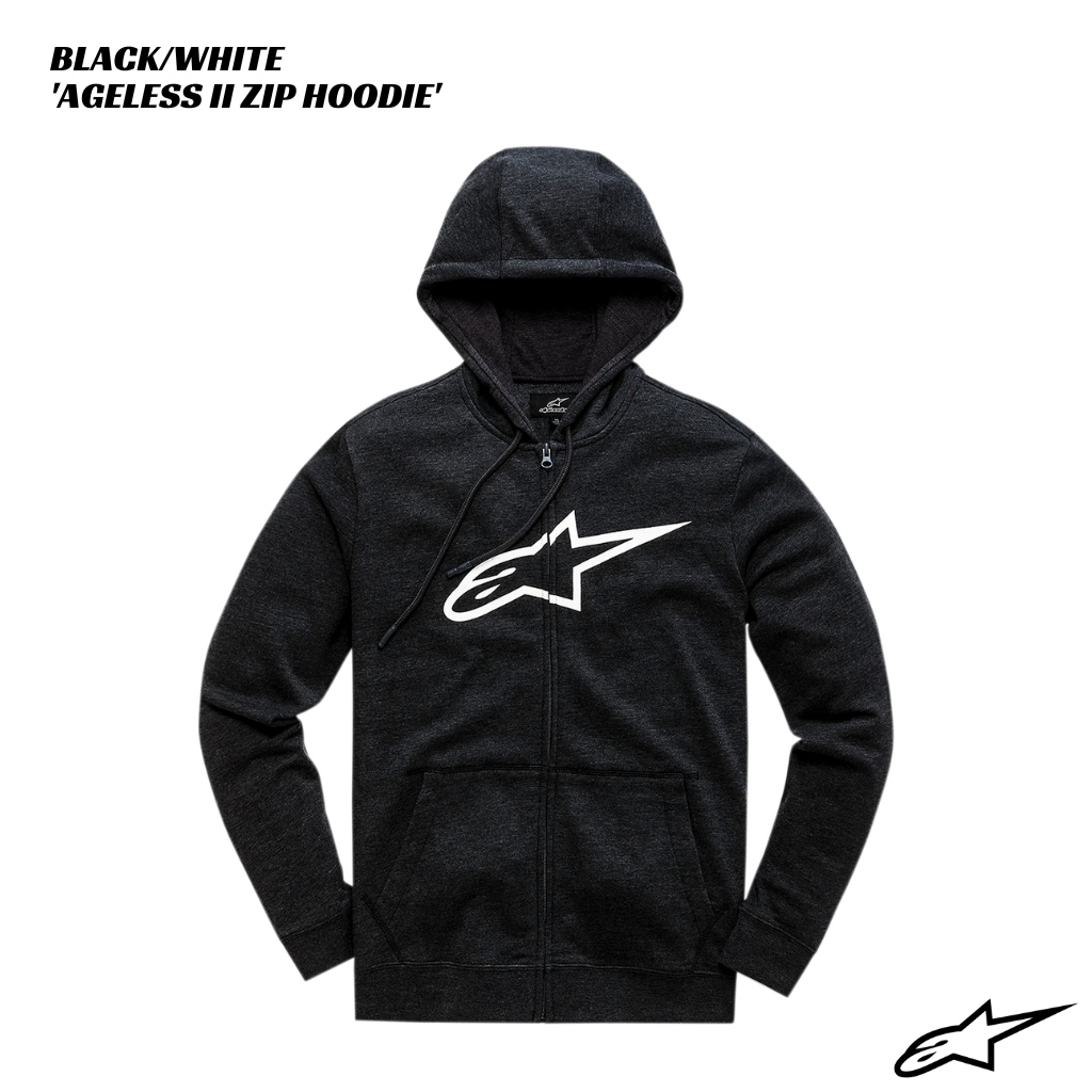 Alpinestars Ageless II Zip Fleece Hoodie - BLACK/WHITE