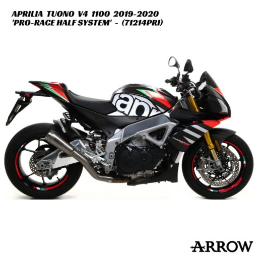 Arrow Pro-Race Stainless Half Exhaust System - 71214PRI - Aprilia Tuono V4 1100 2019-2020