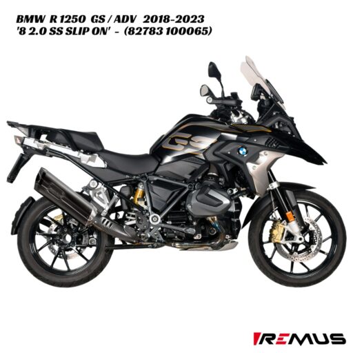 Remus 8 2.0 Stainless Black Slip On Exhaust - 82783 100065 - BMW R 1250 GS / ADV 2018-2023