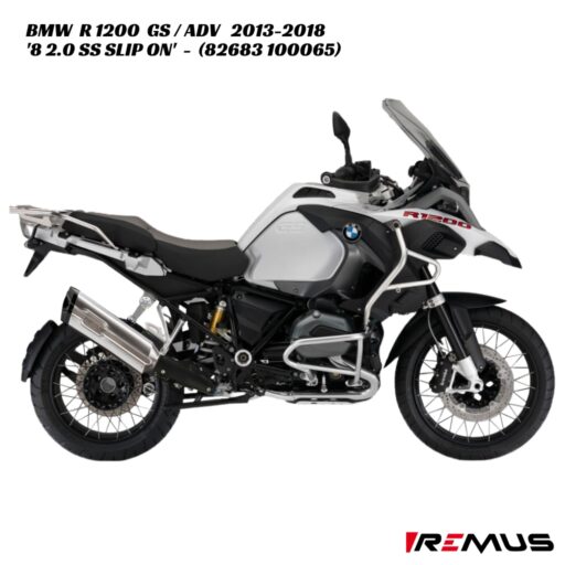 Remus 8 2.0 Stainless Slip On Exhaust - 82683 100065 - BMW R 1200 GS / ADV 2013-2018