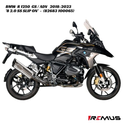Remus 8 2.0 Stainless Slip On Exhaust - 82683 100065 - BMW R 1250 GS / ADV 2018-2023