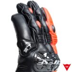 Dainese Carbon 4 Short Leather Gloves - BLACK/FLUO-RED