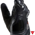 Dainese Carbon 4 Short Leather Gloves - BLACK/FLUO-RED