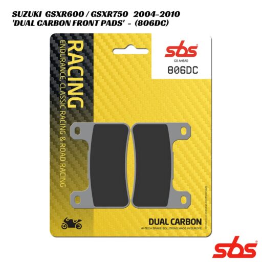 SBS Dual Carbon Racing Front Brake Pads - 806DC - Suzuki GSXR600 / GSXR750 2004-2010