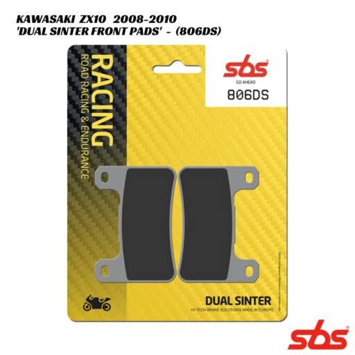 SBS Dual Sinter Racing Front Brake Pads - 806DS - Kawasaki ZX10 2008-2010