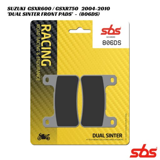 SBS Dual Sinter Racing Front Brake Pads - 806DS - Suzuki GSXR600 / GSXR750 2004-2010