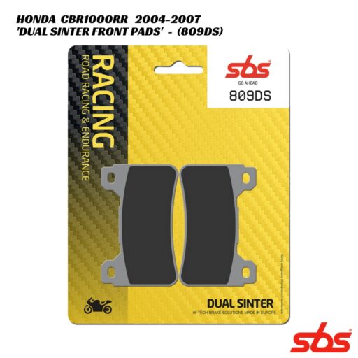 SBS Dual Sinter Racing Front Brake Pads - 809DS - Honda CBR1000RR 2004-2007