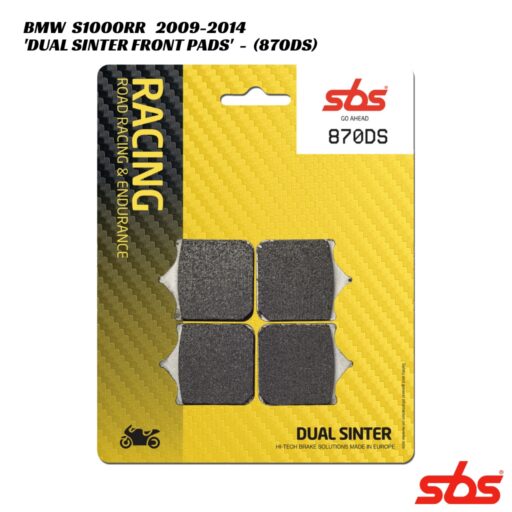 SBS Dual Sinter Racing Front Brake Pads - 870DS - BMW S1000RR 2009-2014