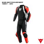 Dainese AVRO 4 2PCS Leather Suit - BLACK-MATT/FLUO-RED/WHITE