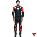 Dainese AVRO 4 2PCS Leather Suit - BLACK-MATT/FLUO-RED/WHITE