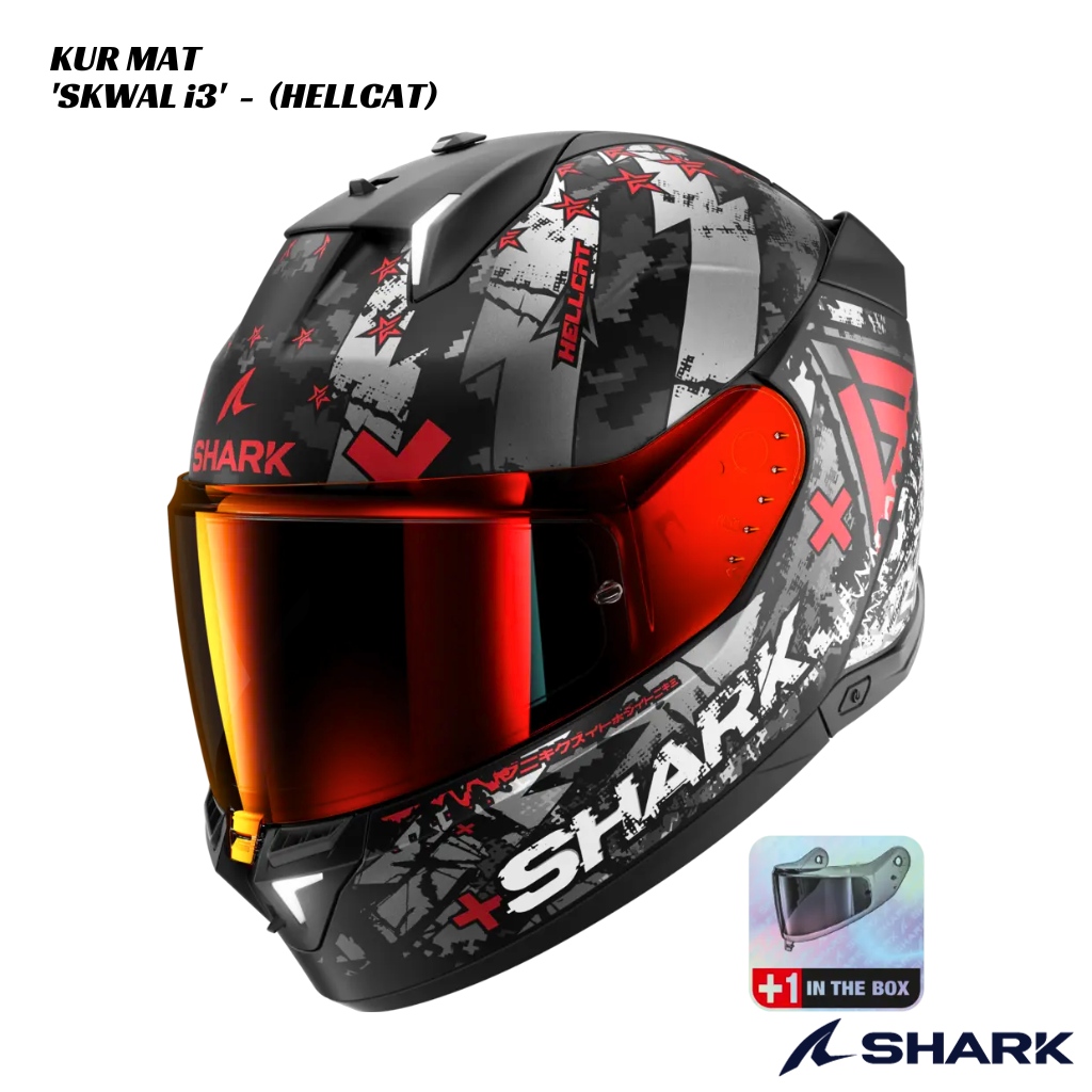 Shark Skwal i3 - Hellcat Matt KUR - Extra Red Visor Included