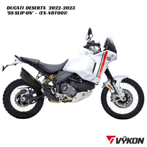 Vykon Stainless Black Slip On Exhaust - EX-VDT001 - Ducati DesertX 2022-2023