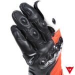 Dainese Carbon 4 Long Leather Gloves - BLACK/FLUO-RED/WHITE