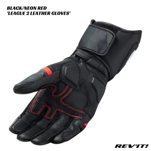 Revit League 2 Leather Gloves - BLACK/NEON RED