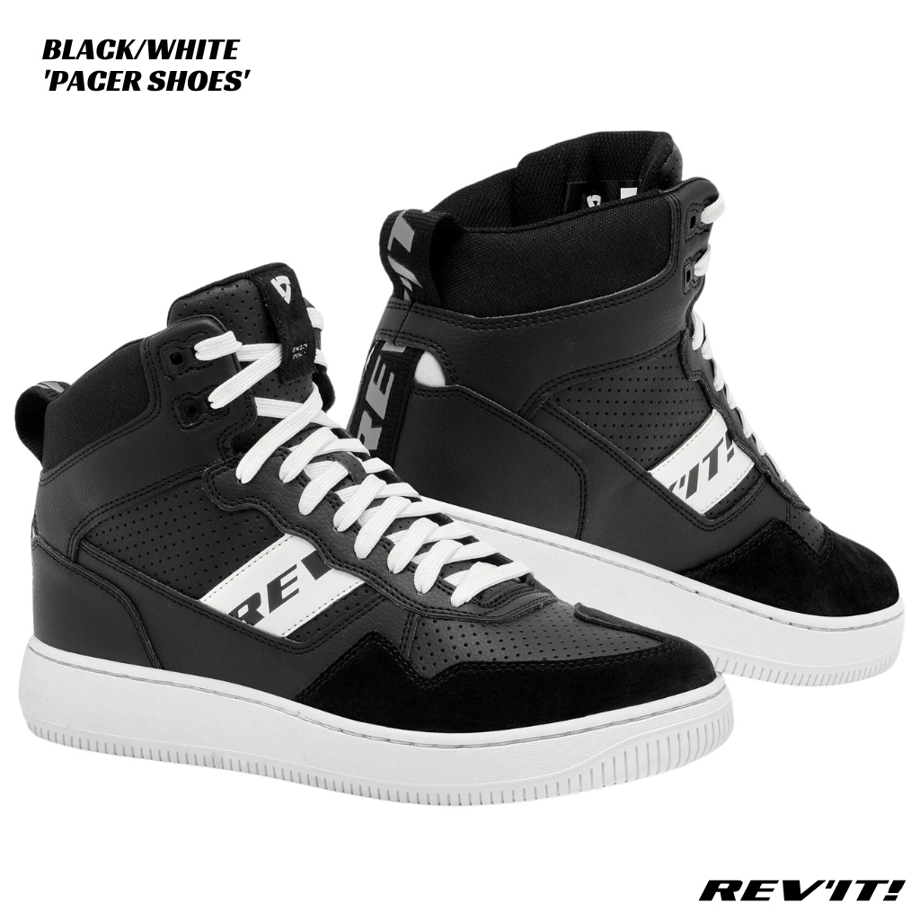 Revit Pacer Motorcycle Shoes - BLACK/WHITE